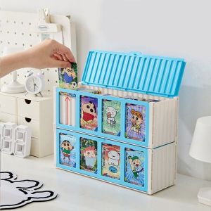 QFV5F วางซ้อนกันได้ กล่องเก็บการ์ดเกม ประหยัดพื้นที่ ความจุขนาดใหญ่ กล่องเก็บการ์ดไอดอล แบบพกพา พลาสติก ชั้นวางการ์ดขนาดเล็ก สำหรับบ้าน