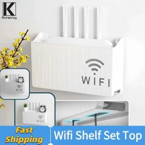Keranixy Wifi Shelf Set-Top Box Rack TV Router Bracket Storage Box Wall Projector Space Wall-Mounted Box