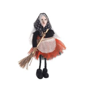 PANG8 Funny Halloween Apron Witch Doll Handicraft Scary Halloween Witch Pendant Creative Cute Broom Witch Decoration Ghost Festival Decor