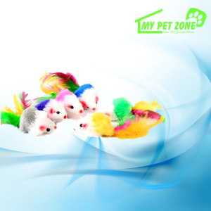 Colorful Hairy Mouse Mice with Feather Cat Toy Fun Toy (1 PCS)