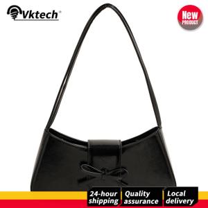 【Vktech】 Small Women Underarm Bag with Bow PU Leather Crossbody for Casual Dating and Daily Use in Stylish Colors