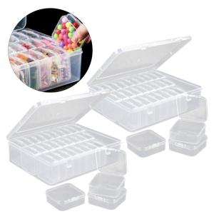 Stylish 30 Compartment Clear Organizers Box Sturdy Plastic Storage Case Portable for Beads Desk Accessories