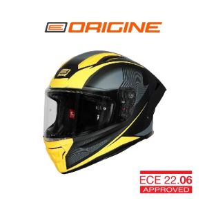 ORIGINE PISTA FULL FACE HELMET - (Matt Yellow Black) - ECE 22.06 (aero spoiler included)