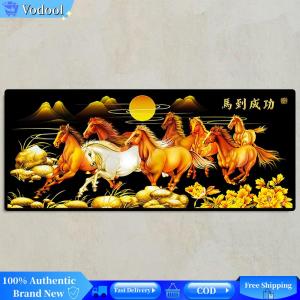[Vodool Brand Center] DIY Painting Kit Full Round Rhinestone Picture Running Horse Drawing Mosaic Painting Kit for Home Decor