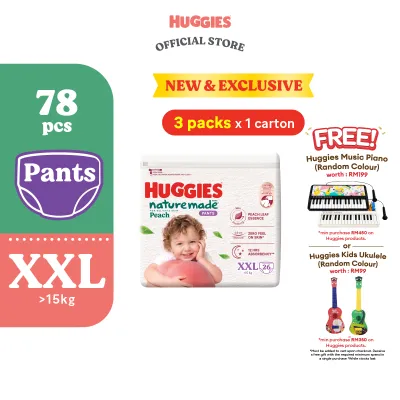 [PREORDER l SHIP BY 20.09] Huggies Naturemade Peach Pants M58/L44/XL38/XXL26 (3 Packs)