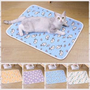 GORGE Non-Slip Cooling Pet Mat Breathable Latex Cotton Pet Sleeping Pad Portable Cartoon Pattern Ice Silk Mat Camping