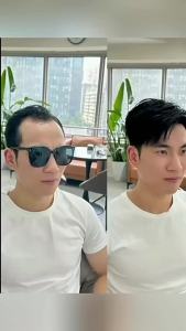 Three Seven Split 100% Human Hair Mens Toupee Fashion And Handsome Style Hair Piece Breathable Net Hair Replacement Natural Color