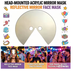 Head-mounted Round Acrylic Mirror Reflector For Photography New Quirky Mirror Mask For Costume Party Full Face Fill Light Mirror