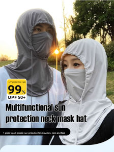 Sun Protection Face Mask & Hat/Mens Outdoor Cycling Sports/QMAX Cooling Technology/SPF UV Protection/Ice Silk Material/Cooling Scarf For Adults