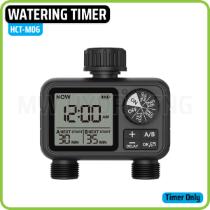 Digital Watering Timer HCT-M06 Dual Outlet | Keran Air Otomatis Pengatur Waktu Penyiramanan Taman dan Irigasi