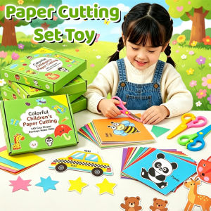 Kids Paper Cutting Craft Set Safety Scissors DIY Educational Toy Fine Motor Preschool Gift