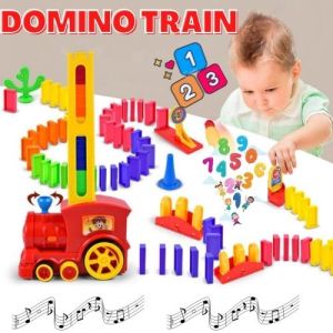 Realeos 60pcs Domino Train Automatically Moving Block Kids Toy Early Learning Educational Toys