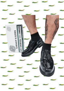 GIBSON S LITES CLARINO DRESS SHOES STEEL TOE  (for ADULT) WET LOOK made from high-gloss synthetic leather