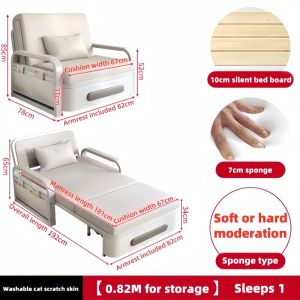 Simple foldable sofa bed dual-purpose multifunctional living room home sofa small apartment retractable double bed with storage box