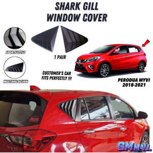 TRIANGLE WINDOW COVER Mustang PERODUA MYVI 2018-2022 Cermin Tingkap Belakang Kereta Celah Insang Jerung myvi mirror cover