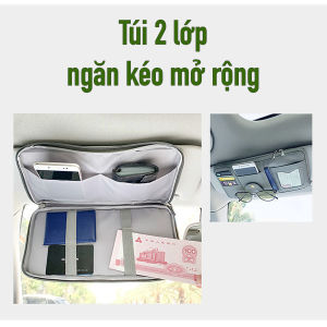 Túi đựng vật dụng nhiều ngăn nhét giấy tờ thẻ mắt kính treo tấm chắn nắng ô tô xe hơi túi đơn và túi đôi nhiều màu