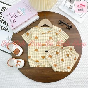 Set Đồ Bộ Cộc Tay Thun Lạnh Cho Bé Trai Gái 8-18kg Bé Xinh Shop Bộ Đồ Hè Ngắn Tay Cho Em Bé Trai Gái CHIP XINH Bé_Xinh_Shop