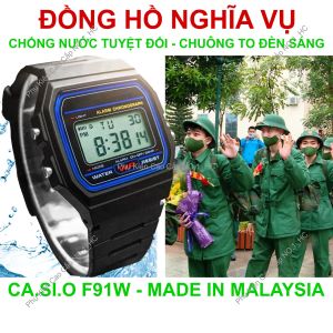 Đồng Hồ Chiến Sĩ F91 Pin Lâu 7 năm Chống Nước Tuyệt Đối Chuông To Đèn Sáng Made In Malaysia C1