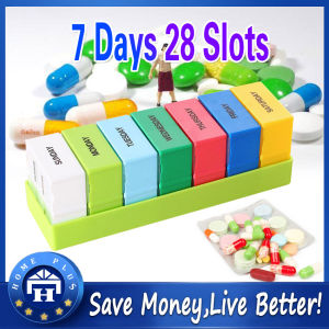 【Local delivery】 Portable 28 Grids Pills Box Holder Tablet Pill Case Medicine Storage Organizer Healthy Care Tool Rainbow Color Weekly-Pill-Case
