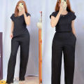 D&C Plain Basic Round Neck Top Continues Terno Pants Coords Set Trendy Women Casual. 