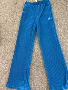 ALO Solid color slimming pleated accordion pants blue （）