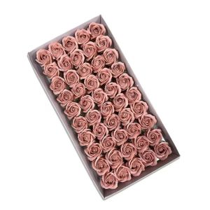 NOBLELUX 50Pcs Three Layer Rose Soap Rose Flower Realistic Floral Handmade Artificial Rose Flowers Romantic Wreath Making DIY Flower Head Wedding Decor