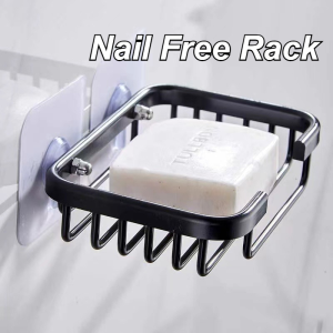 Wall Mounted Bathroom Bath Shower Soap Stainless Steel Holder Dish Square Basket With Drain Outlet