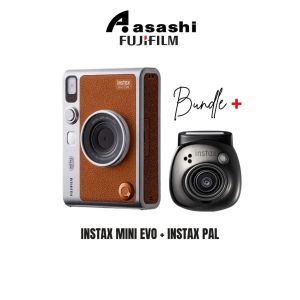 Bundle | Fujifilm Instax Mini Evo Camera - Black/Brown + Instax Pal
