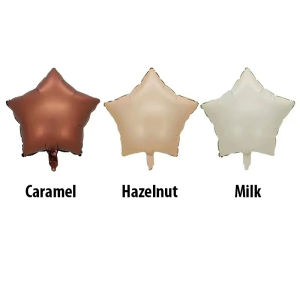 Balon Love Hati & Bintang Warna Caramel Milk Hazelnut 18 inch Jumbo untuk Ulang Tahun Buket Valentine