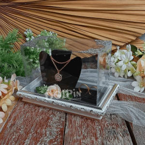 Kotak Frame Fiber Tempat Perhiasan Cincin dan Kalung Mahar atau Seserahan Pernikahan - FCK