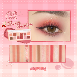 PINKFLASH #PinkDessert Bảng phấn mắt 12 màu Sắc tố cao Bột mịn và mịn Không thấm nước lâu dài