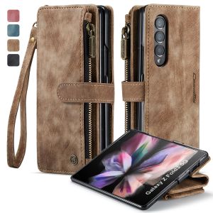 Ốp Cho Samsung Galaxy Z Fold3 5G Ốp Da Cổ Điển Sang Trọng Ốp Điện Thoại Mềm Z Fold3 Có Khóa Kéo Ví Đựng Thẻ 7or10