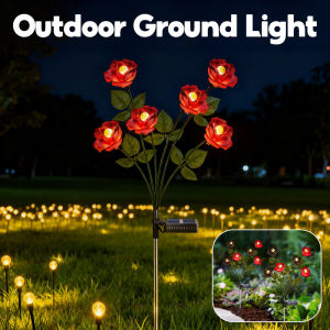 Outdoor Ground Light Waterproof Garden Decor Simulated Rose Lantern Lawn Lamp