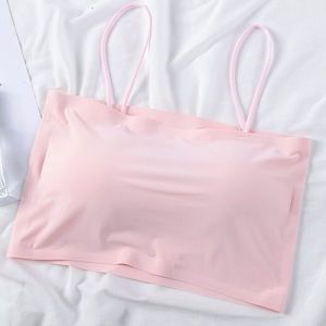 INTIMA Summer Ice Silk Wrap Chest Korean Tube Top for Women Girl Students Sling Vest Camisole Seamless Removable Chest Pad Suitable for Weight 35-58kg