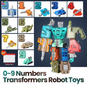 10pcs Kids Number Transformers Robot Toys - Educational Building Blocks Mecha Car-to-King Kong DIY Christmas New Year Gift for Boys Kids Educational Toy
