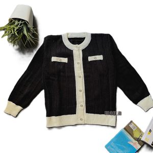 Cardigan Rajut Wanita Motif Polos Pinggang Elastis Gaya Korea