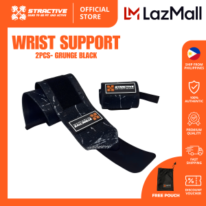 Stractive Wrist Wraps Grunge Black | 1 Pair (2 pcs) Gym Wrist Band for Powerlifting & Weightlifting | High Quality Wrist Support for Pain & Strength Training | Work Out Equipment for Men & Women | Durable Gym Equipment for Home Workout & Fitness