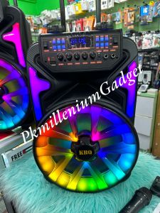 NEWEST PORTABLE RGB TROLLEY BLUE TOOTH SPEAKER HIGH POWER 15 INCH 50W PARTY SPEAKER WITH DOUBLE WIRELESS MIC LARGE BT SPEAKER (KBQ-2431)
