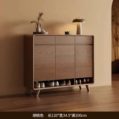 Shoe Cabinet Home Solid Wood Shoe Rack Cabinet Living Room Storage Cabinet Large Capacity (BT) Installation+80SGD