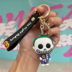 YF Halloween Christmas Doll Keychain PVC Santa Zombies Model Toys Figure Keyring Bag Pendant Car Key Chain Gifts FY