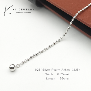 KC Jewelry 925 Silver Pearly Anklet/Rantai Kaki Gelang Kaki Bola-Bola 925 Perak Tulen/925纯银批珠脚链