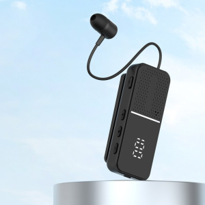 [เก็บสายด้วยการคลิกเดียว] หูฟังบลูทูธแบบหนีบปกลดเสียงรบกวน หูฟังบลูทูธแบบหนีบปกเสื้อ แบตเตอรี่ความจุสูง ตัดเสียงรบกวนขณะสนทนา หูฟังไร้สายพร้อมไมโครโฟน กันน้ำ คุณภาพสูง