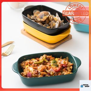 Akara Nordic Minimalist Baking Bowl Mangkuk Lauk Rectangular Kitchenware Bake Rice Bowl Oven Microwave Pinggan Mangkuk Seramik Bekas Lauk