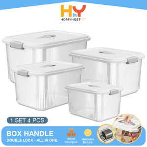 HOMYNEST Kotak Storage Box Container Plastik Jumbo Handle Double Lock Transparan Berkualitas