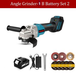 (free gift)125MM M14 Brushless Angle Grinder 8pcs Grinding wheel 2000W 6-speed Adjustable Hand-held Polishing Cutting Machine.Polishing Sheet Set Cutting Disc For Makita 18V Battery Tool