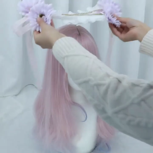 Pleated Laces Hair Hoop Women Elegant Flower Shape Makeup Headband for Washing Face Hair Accessories Purple Color