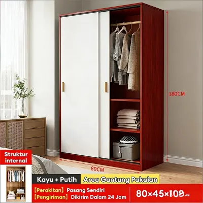 Lemari Pakaian Kayu Lemari Baju Lemari Pakaian Geser 2 Pintu Lemari Pakaian Serbaguna
