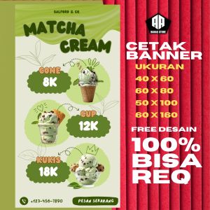 Spanduk Banner MATCHA CREAM BISA REQUEST