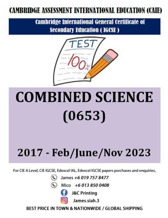 Cambridge igcse combined science 0653 paper 1 2 3 4 5 6 past year