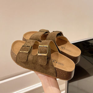 Kidmi Womens Sandals Indoor And Outdoor Can Be Wear Roman-style Belt-buckle Slippers Soft-soled Platform Fashion Slip-on Shoes